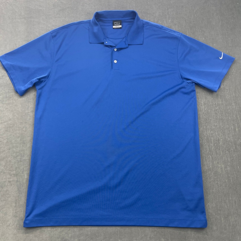 Nike Mens 3XL Blue Polo Shirt Dri-Fit Short Sleeve Solid Golf Activewear